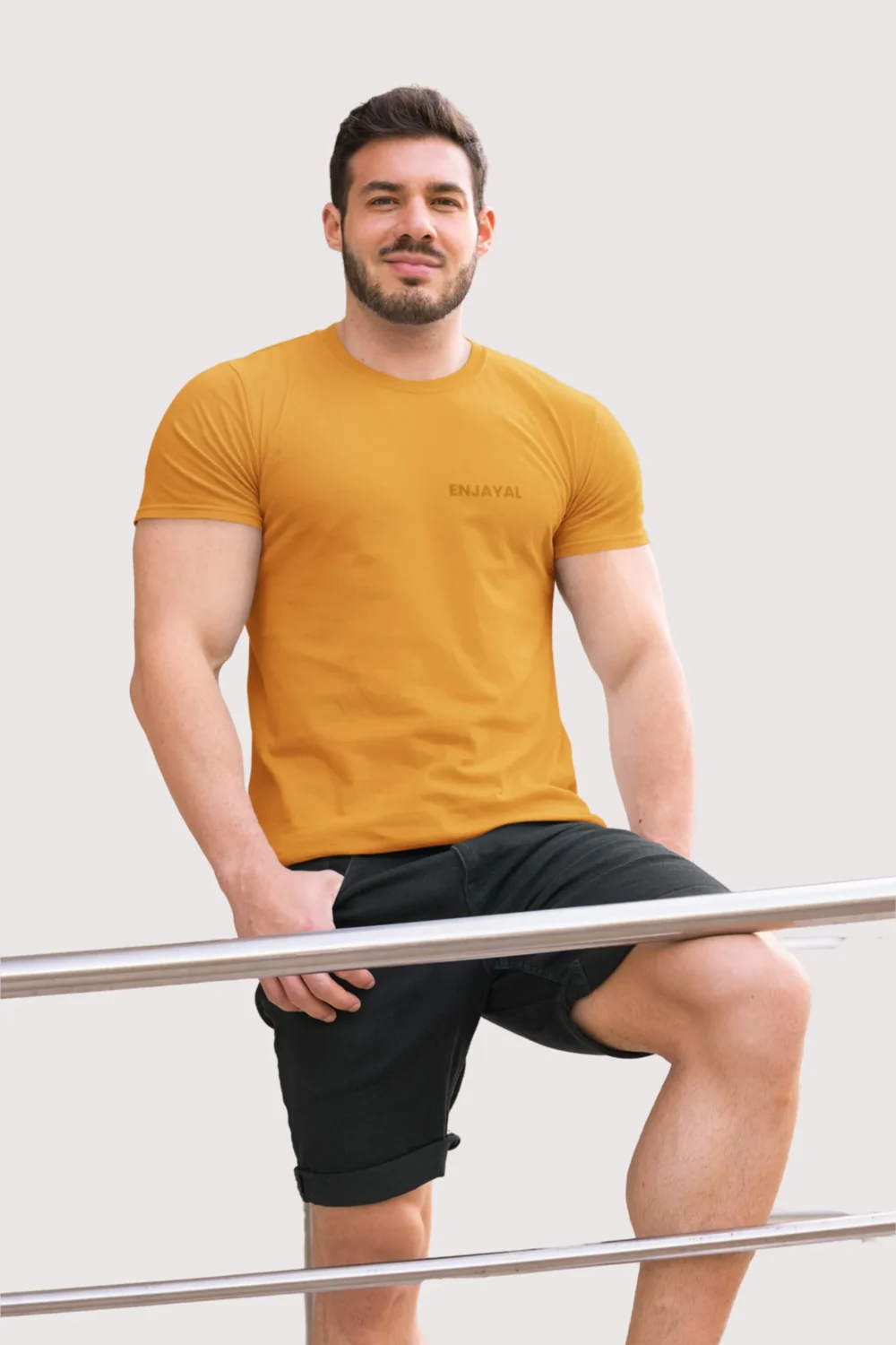 Golden Yellow Enjayal Premium Regular Fit T shirt
