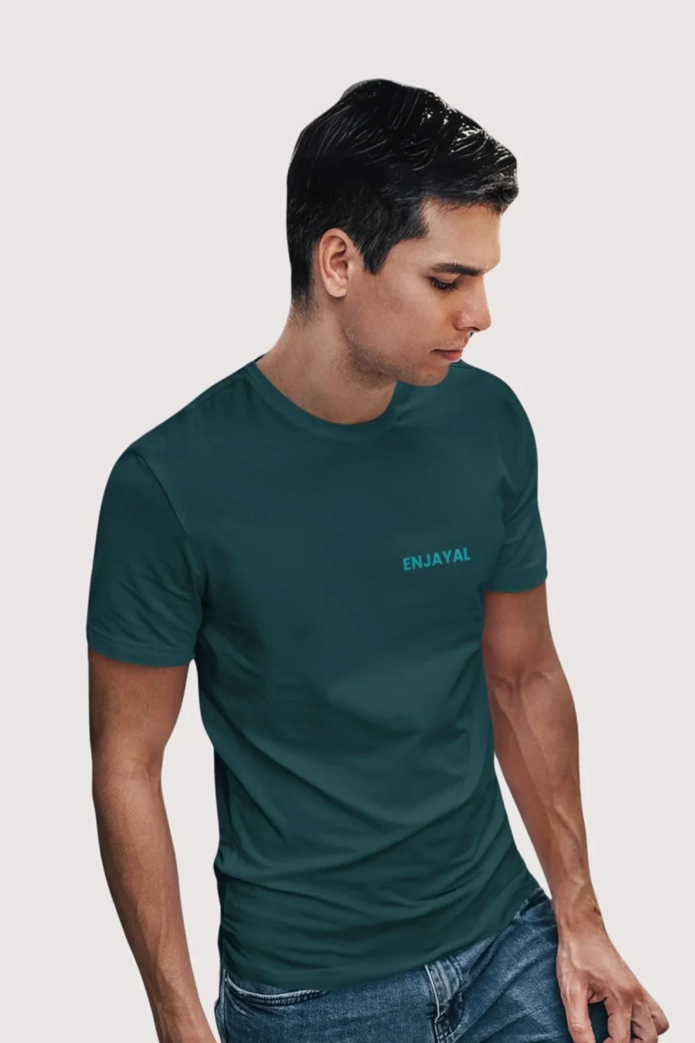 Petrol Blue Enjayal Premium Regular Fit T shirt