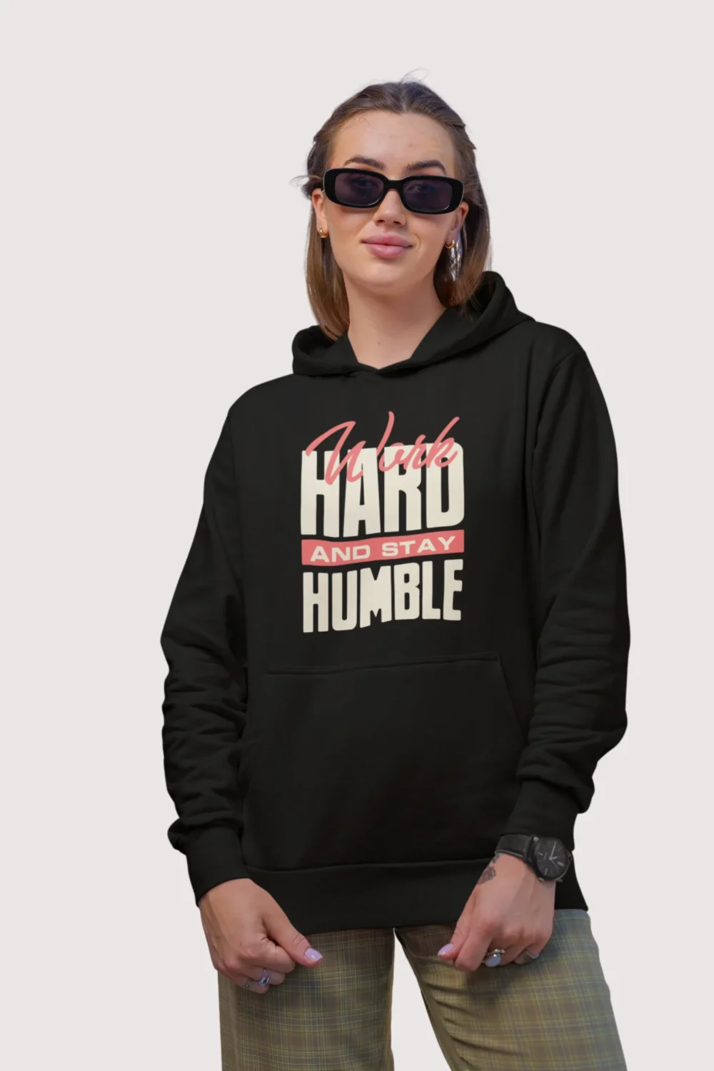 Work Hard Text Aesthetics Hoodie