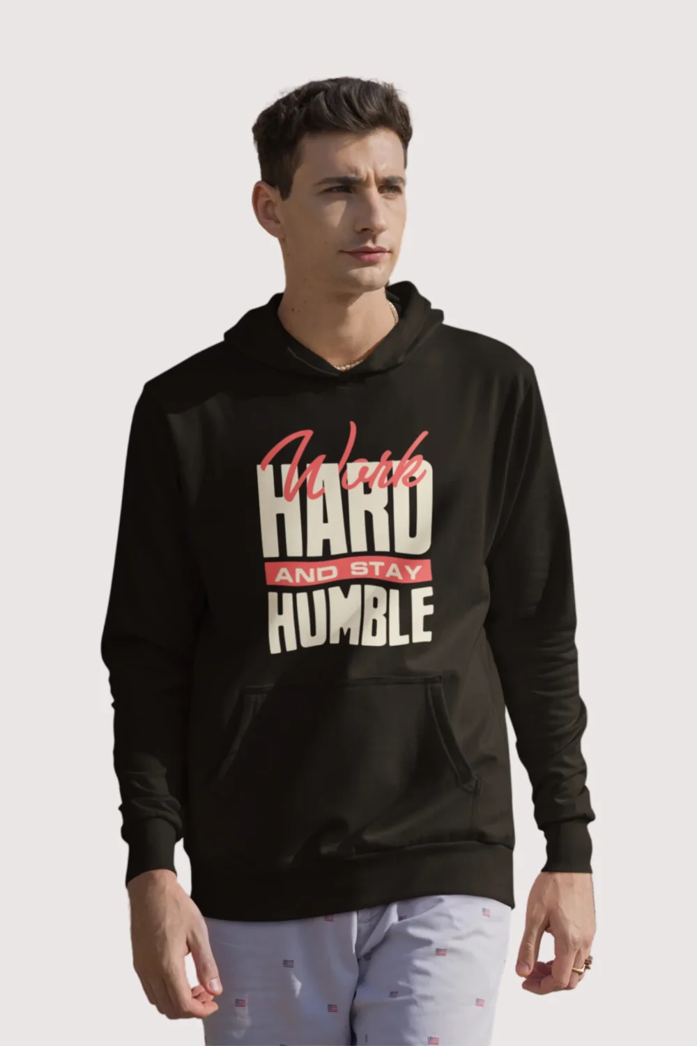 Work Hard Text Aesthetics Hoodie