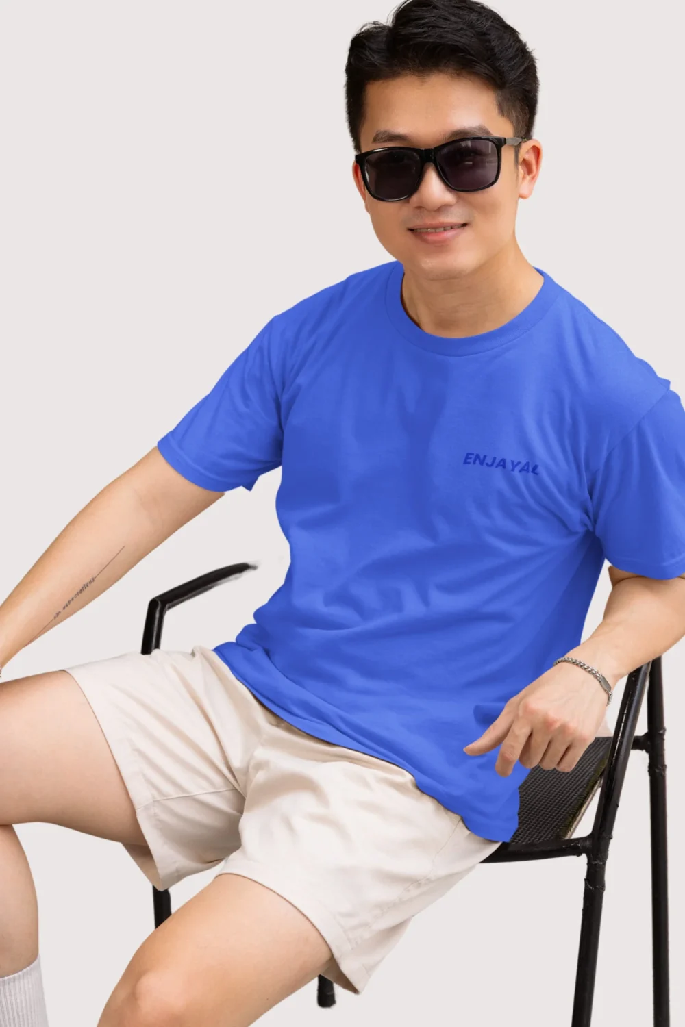 Royal Blue Enjayal Premium Regular Fit T shirt