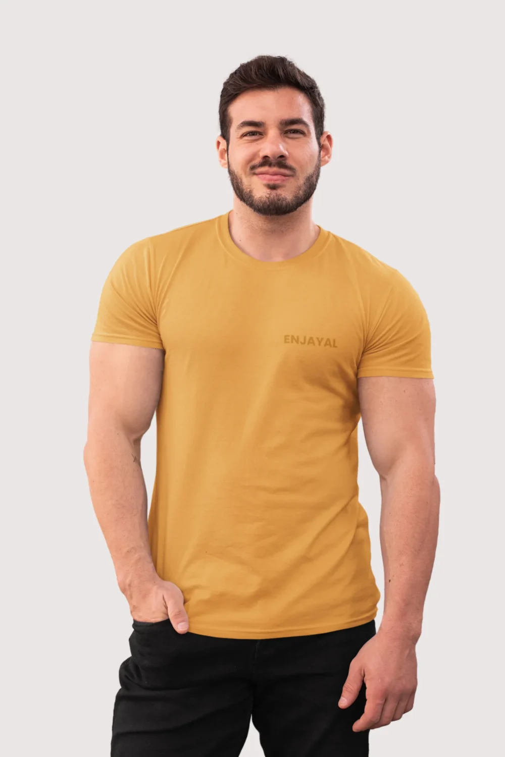 Golden Yellow Enjayal Premium Regular Fit T shirt