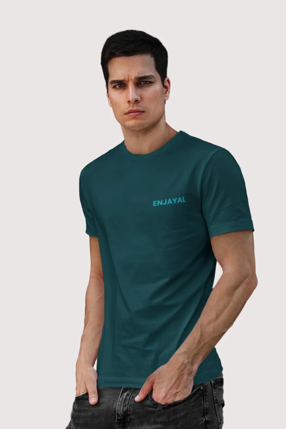 Petrol Blue Enjayal Premium Regular Fit T shirt