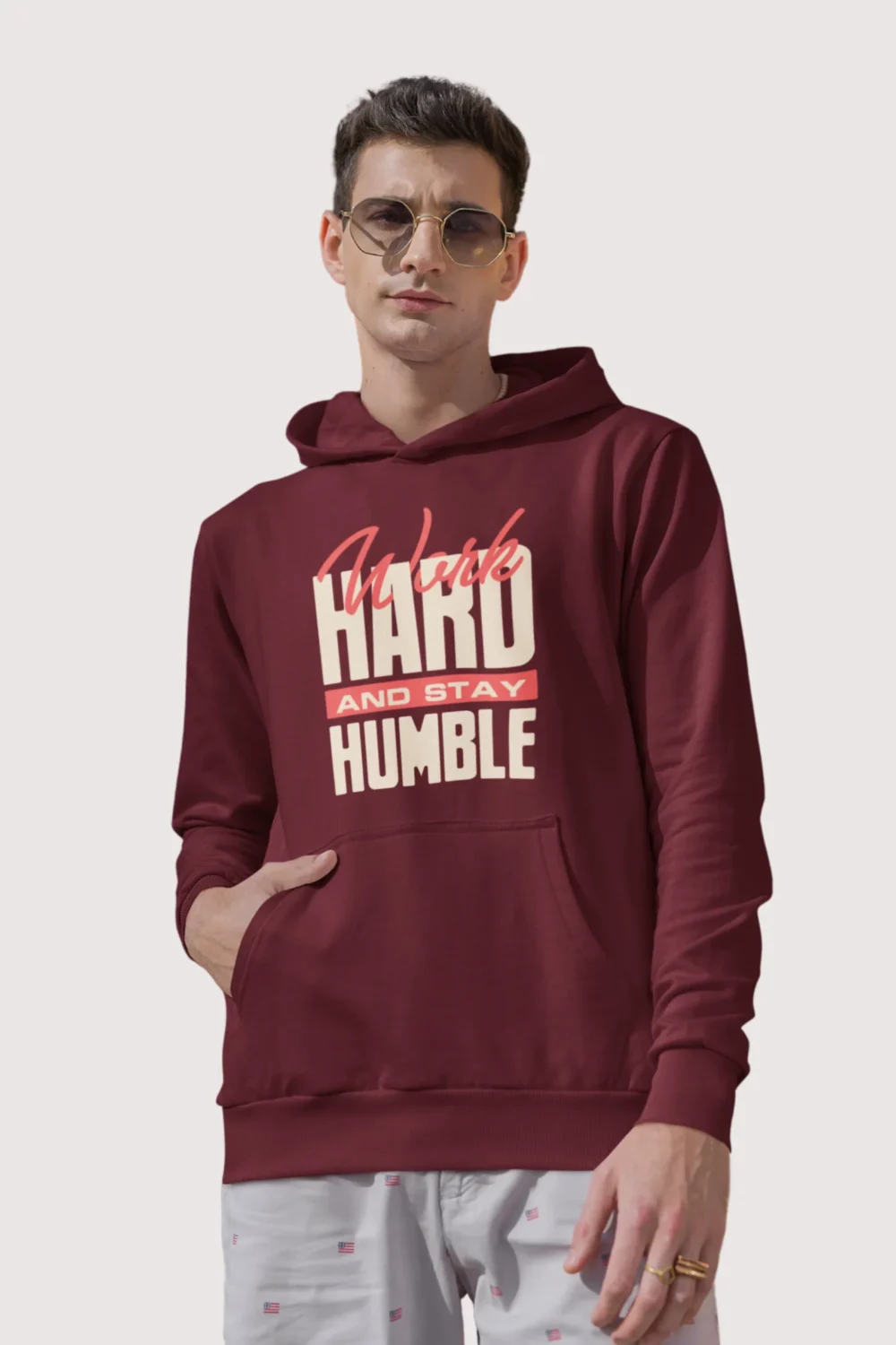 Work Hard Text Aesthetics Hoodie