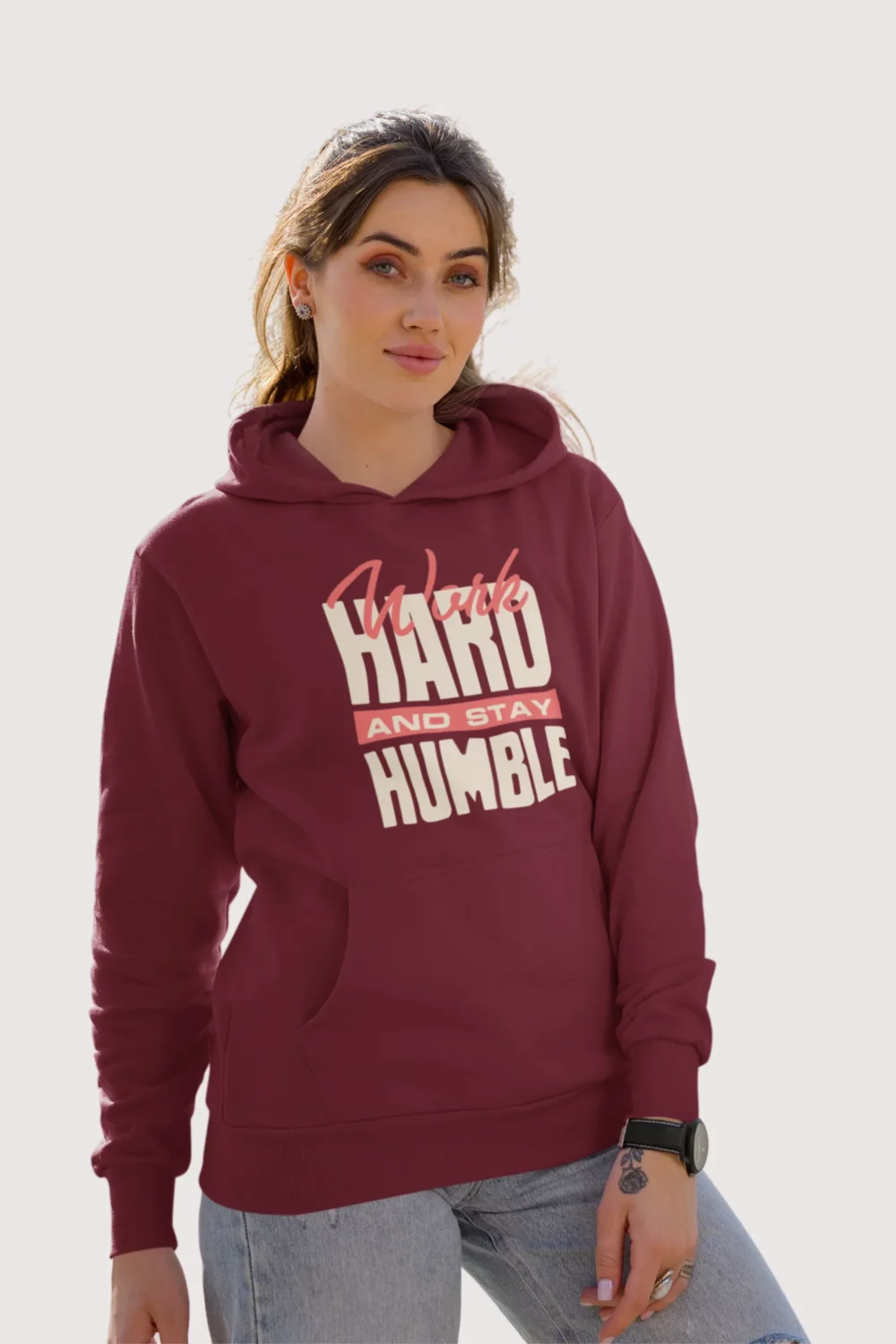Work Hard Text Aesthetics Hoodie