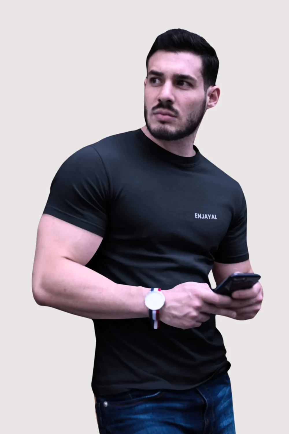 Black Enjayal Premium Regular fit tshirt